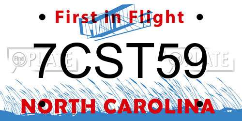 7CST59 North Carolina License Plate