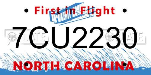 7CU2230 North Carolina License Plate