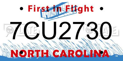 7CU2730 North Carolina License Plate