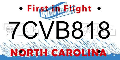7CVB818 North Carolina License Plate