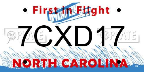 7CXD17 North Carolina License Plate
