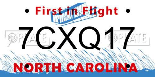 7CXQ17 North Carolina License Plate
