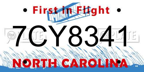 7CY8341 North Carolina License Plate