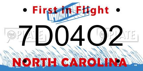 7D04O2 North Carolina License Plate