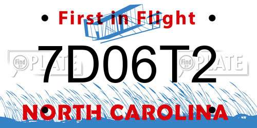 7D06T2 North Carolina License Plate