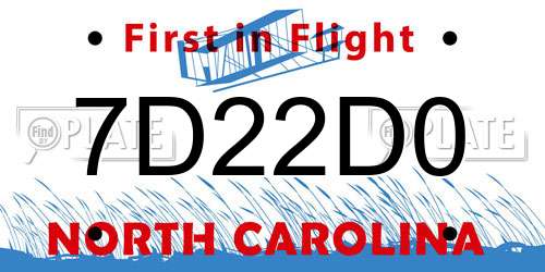 7D22D0 North Carolina License Plate