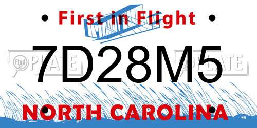7D28M5 North Carolina License Plate