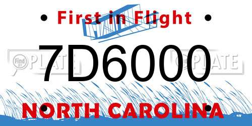 7D6000 North Carolina License Plate