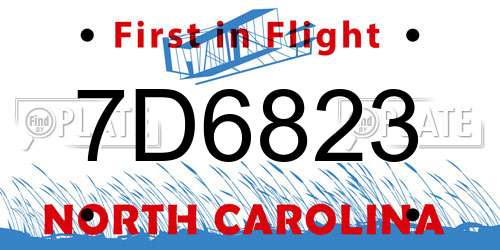 7D6823 North Carolina License Plate