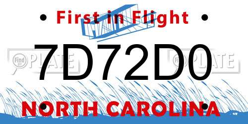 7D72D0 North Carolina License Plate