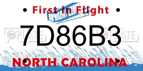 7D86B3 North Carolina License Plate
