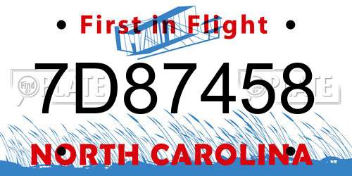 7D87458 North Carolina License Plate