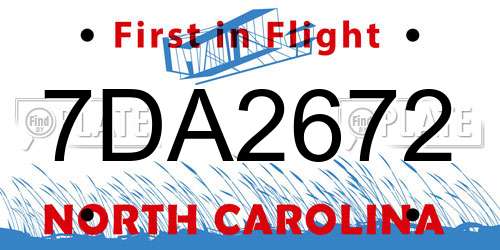 7DA2672 North Carolina License Plate