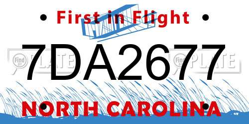 7DA2677 North Carolina License Plate