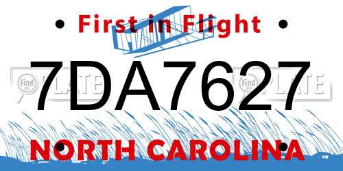 7DA7627 North Carolina License Plate