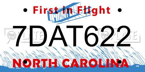 7DAT622 North Carolina License Plate
