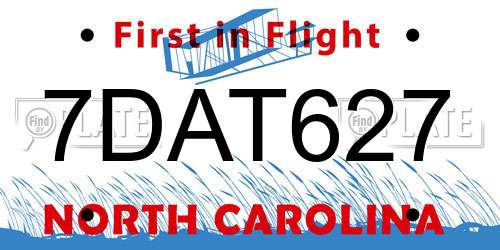 7DAT627 North Carolina License Plate