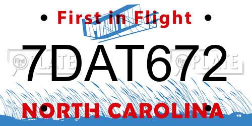 7DAT672 North Carolina License Plate