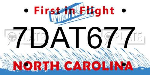 7DAT677 North Carolina License Plate