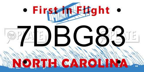 7DBG83 North Carolina License Plate