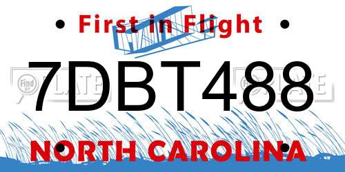 7DBT488 North Carolina License Plate