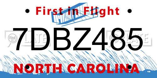 7DBZ485 North Carolina License Plate