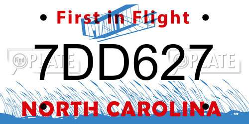 7DD627 North Carolina License Plate