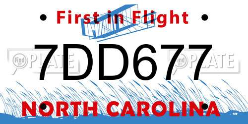 7DD677 North Carolina License Plate