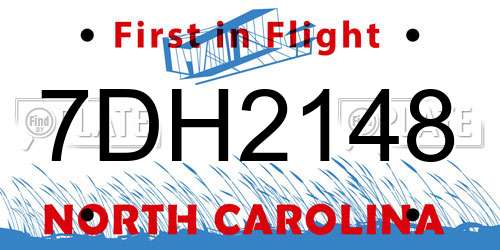 7DH2148 North Carolina License Plate