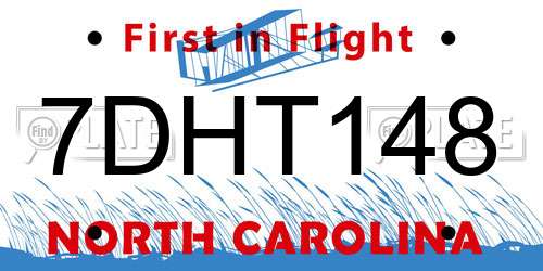 7DHT148 North Carolina License Plate