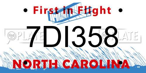 7DI358 North Carolina License Plate