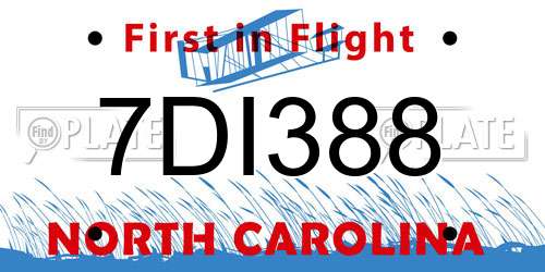 7DI388 North Carolina License Plate