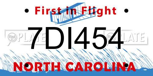 7DI454 North Carolina License Plate