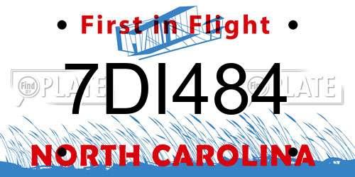 7DI484 North Carolina License Plate