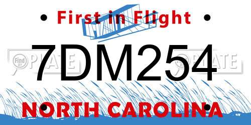 7DM254 North Carolina License Plate