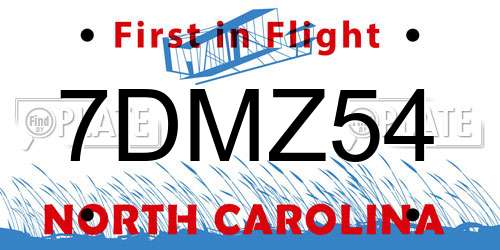 7DMZ54 North Carolina License Plate