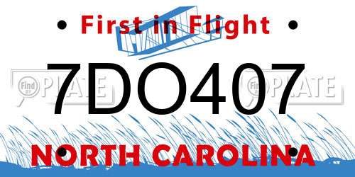 7DO407 North Carolina License Plate