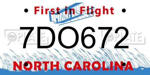 7DO672 North Carolina License Plate