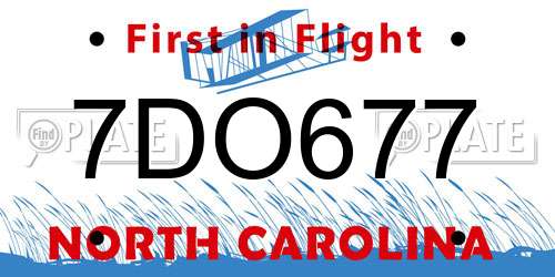 7DO677 North Carolina License Plate