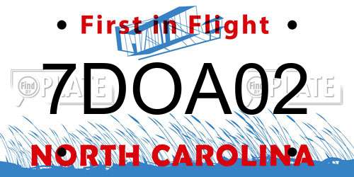 7DOA02 North Carolina License Plate
