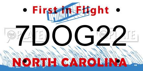 7DOG22 North Carolina License Plate