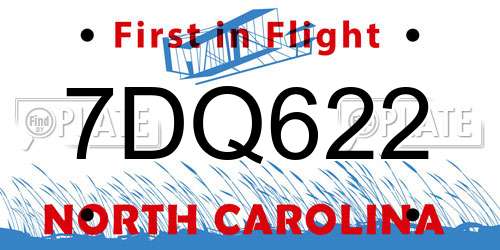 7DQ622 North Carolina License Plate