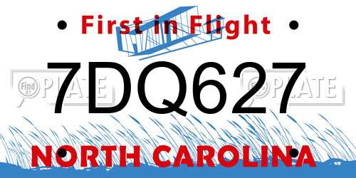 7DQ627 North Carolina License Plate