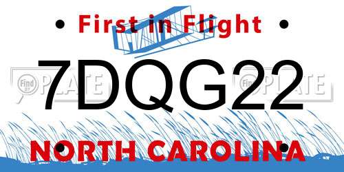 7DQG22 North Carolina License Plate