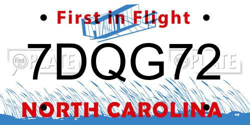 7DQG72 North Carolina License Plate