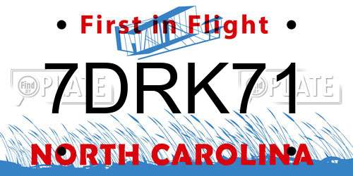 7DRK71 North Carolina License Plate