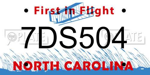 7DS504 North Carolina License Plate