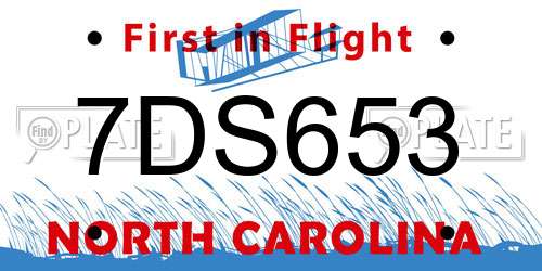7DS653 North Carolina License Plate