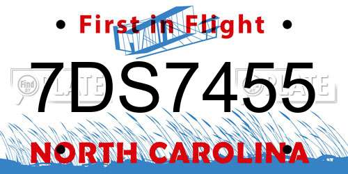 7DS7455 North Carolina License Plate