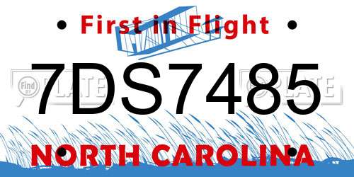 7DS7485 North Carolina License Plate